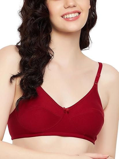 Clovia Women’s Maroon Cotton-Spandex Bridal Bra – Non-Padded, Wire-Free Full-Cup Elegance